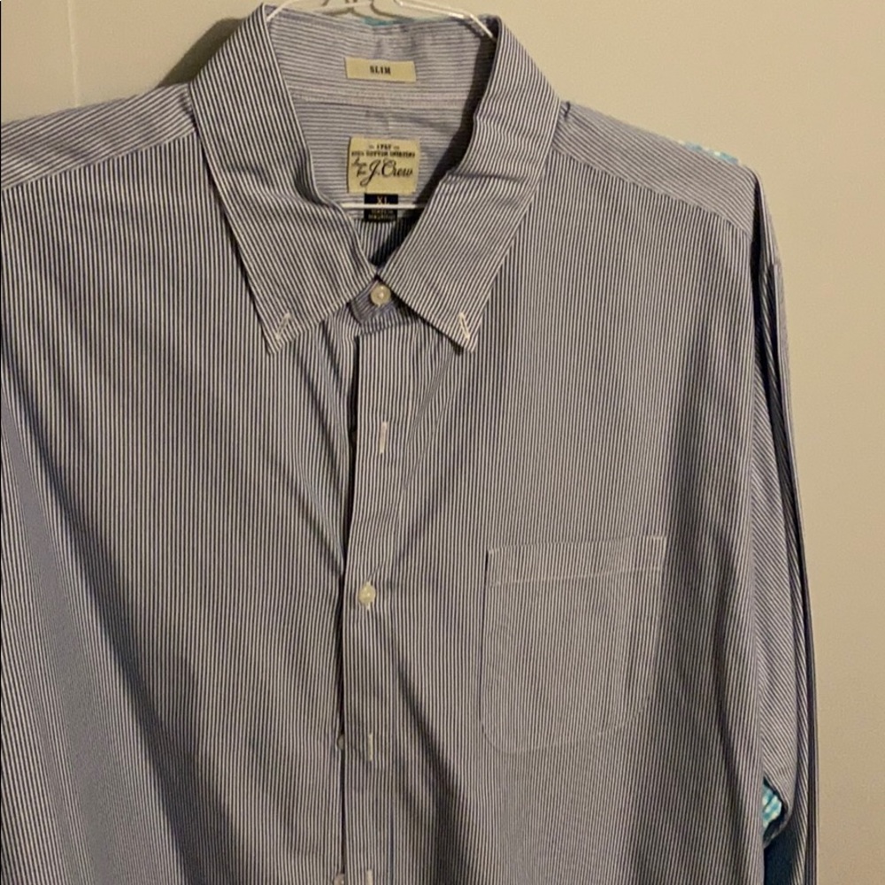 JCrew Men’s Blue Stripe Cotton Oxford